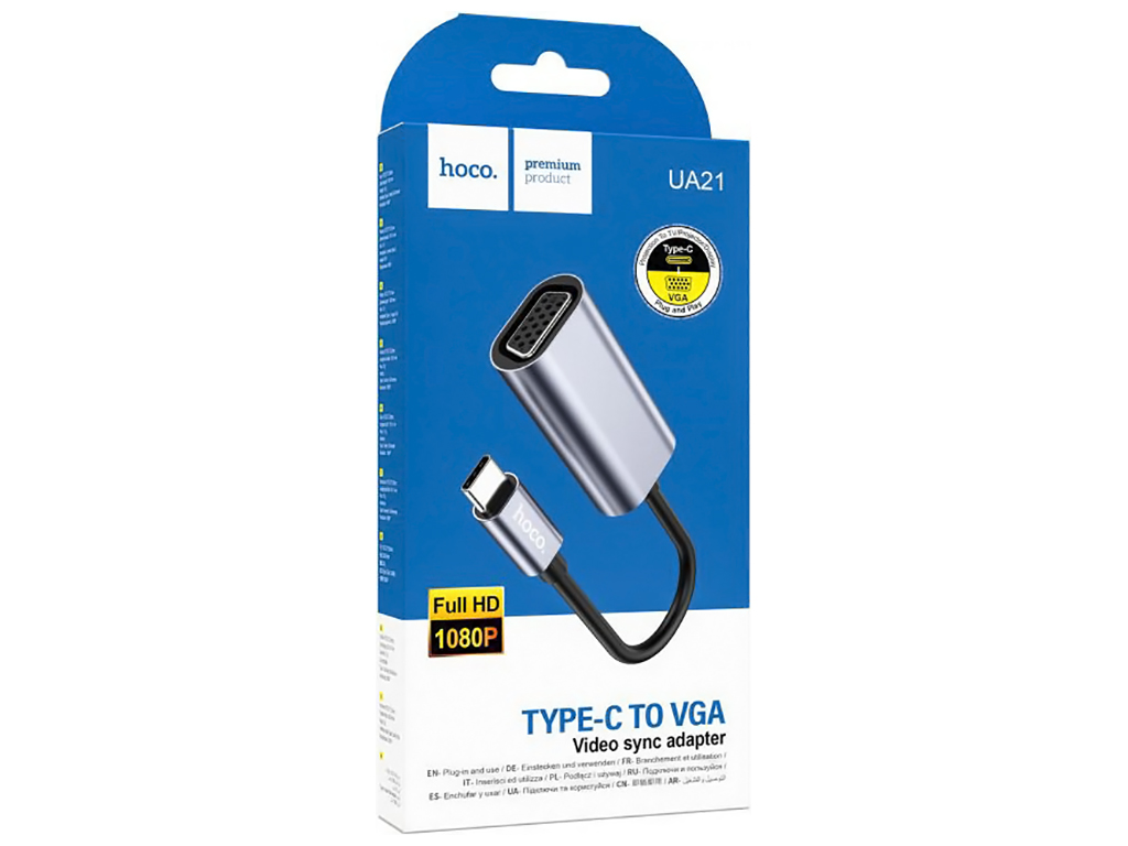 Перехідник Hoco UA21 Origin Type-C to VGA converter Колір Сiрий