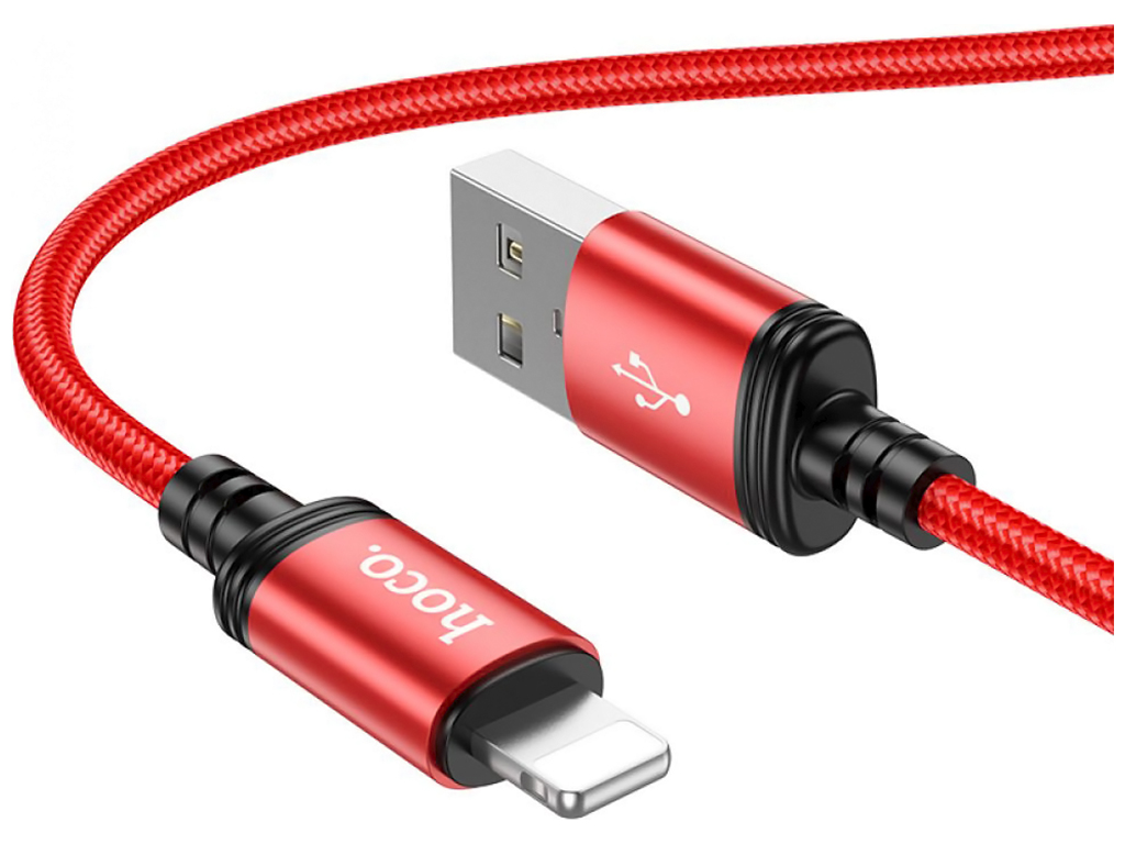 Кабель USB Hoco X89 Wind Lightning 2.4A, Червоний