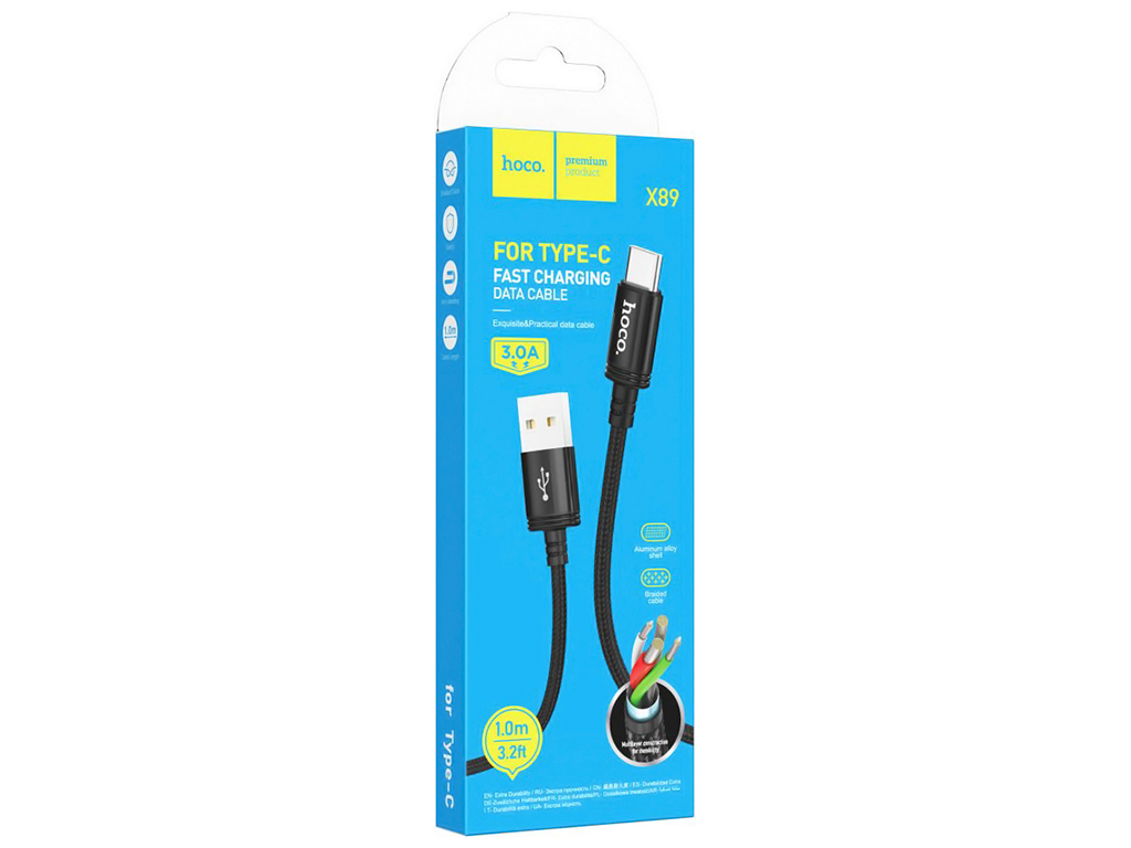 Кабель USB Hoco X89 Wind Type-C 3A, Чорний