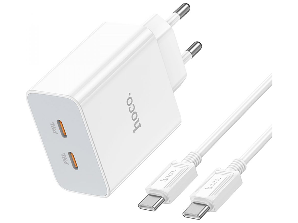 Сетевое зарядное устройство Hoco C108A Leader PD35W/QC Type-C to Type-C Цвет Белый