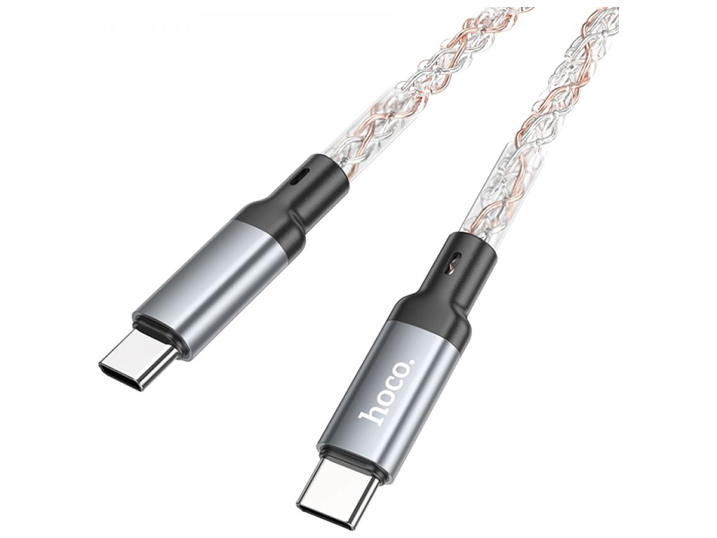 Кабель USB Hoco U112 Shine 60W Type-C to Type-C LED, Серый