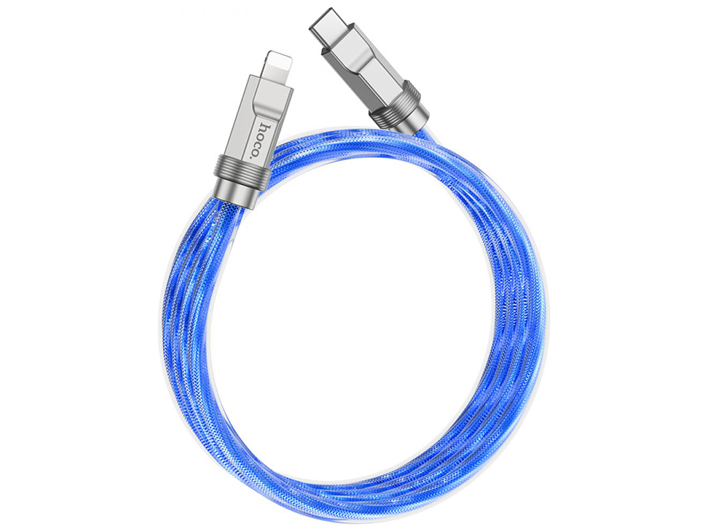 Кабель USB Hoco U113 Solid PD20W Silicone Type-C to Lightning, Синий