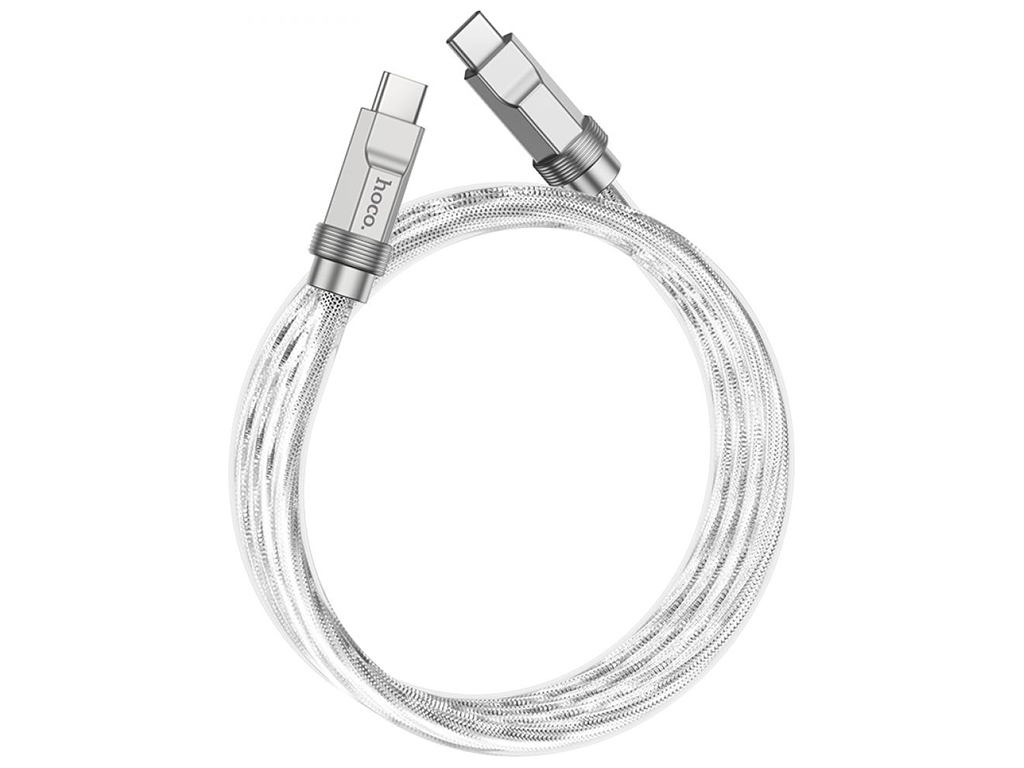 Кабель USB Hoco U113 Solid Silicone 100W Type-C to Type-C, Серебро