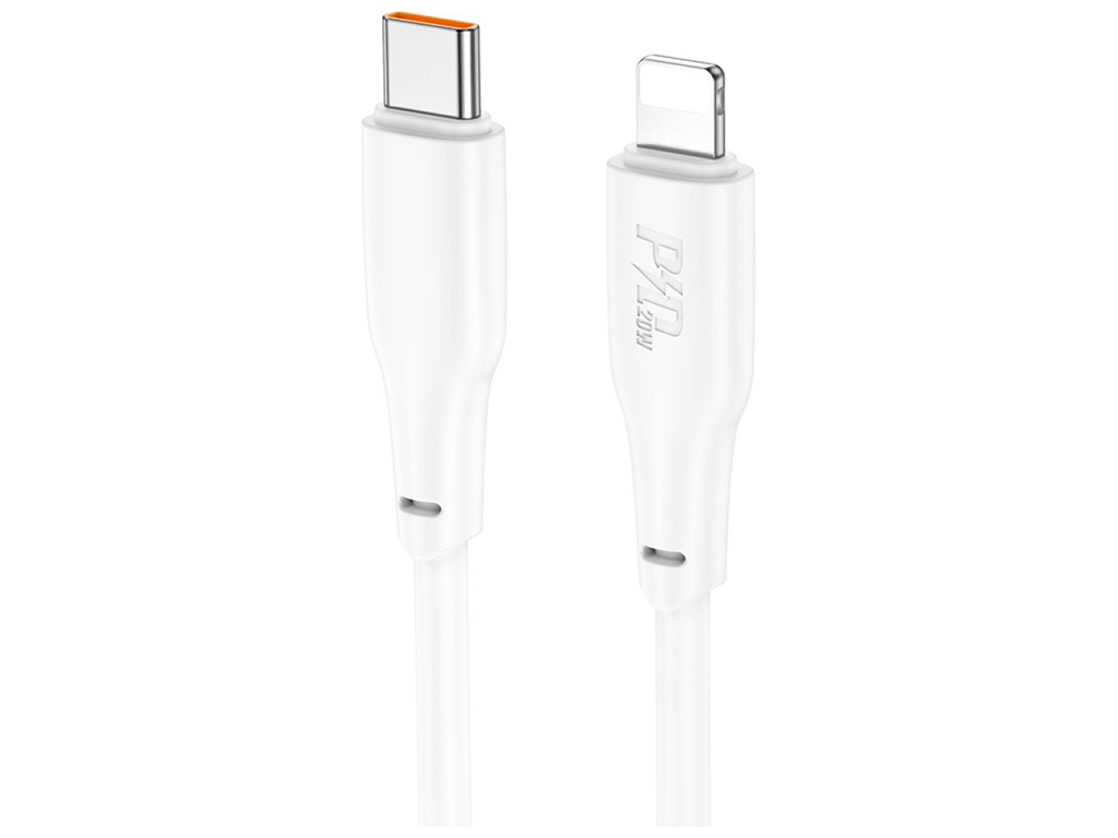 Кабель USB Hoco X93 Force PD20W Type-C to Lightning 2м, Колір Бiлий