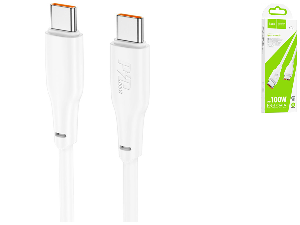 Кабель USB Hoco X93 Force 100W Type-C to Type-C 2M Колір Бiлий