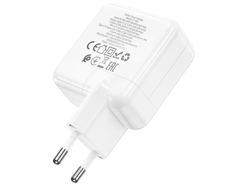 Сетевое Зарядное Устройство Hoco C110A Lucky PD/QC 35W Цвет Белый