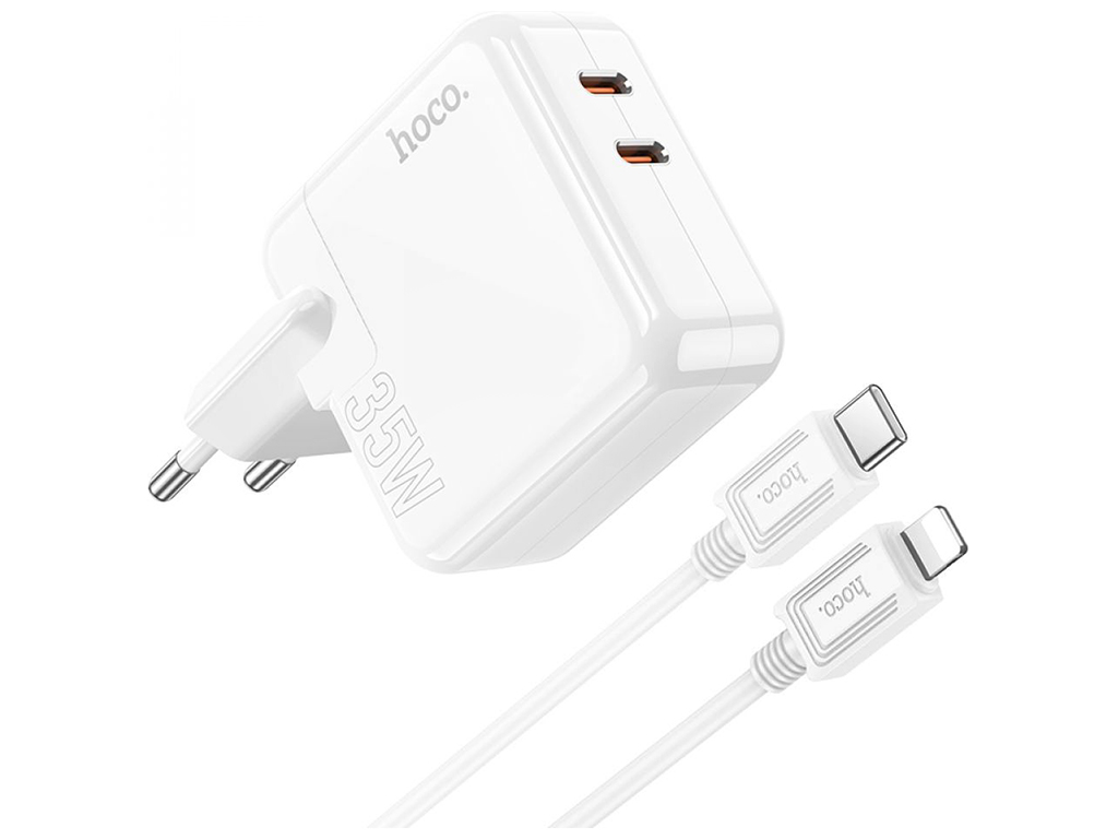Мережевий Зарядний Пристрій Hoco C110A Lucky PD/QC 35W Type-C to Lightning Бiлий