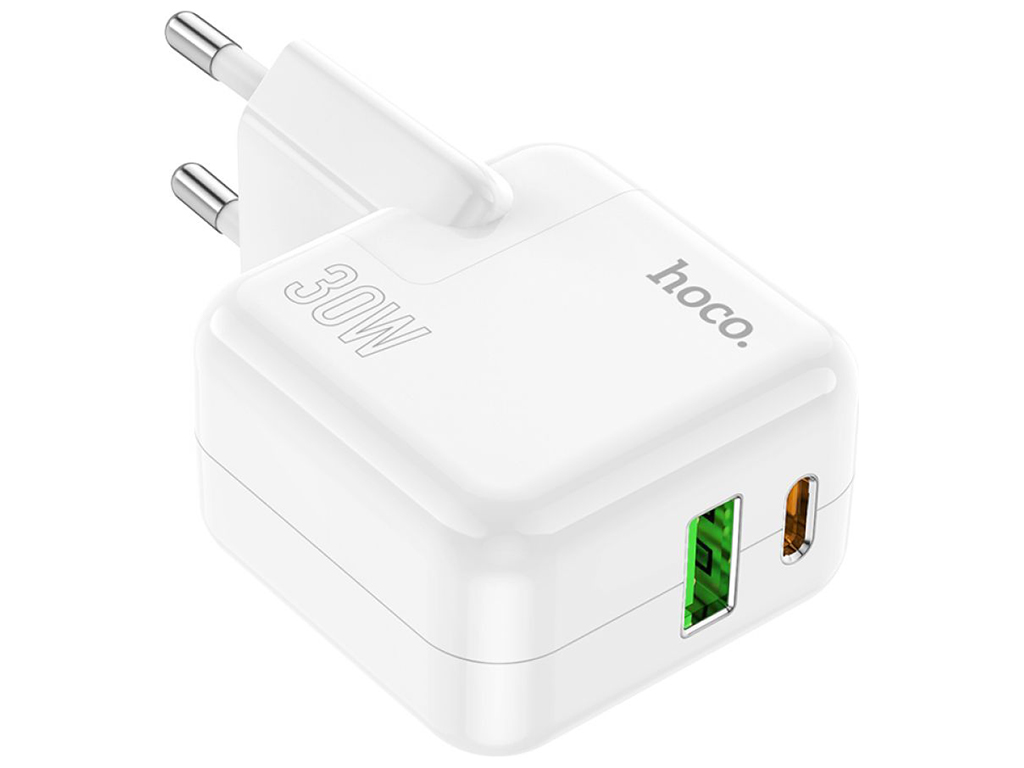 Мережевий Зарядний Пристрій Hoco C111A Lucky PD30W+QC3.0 Бiлий