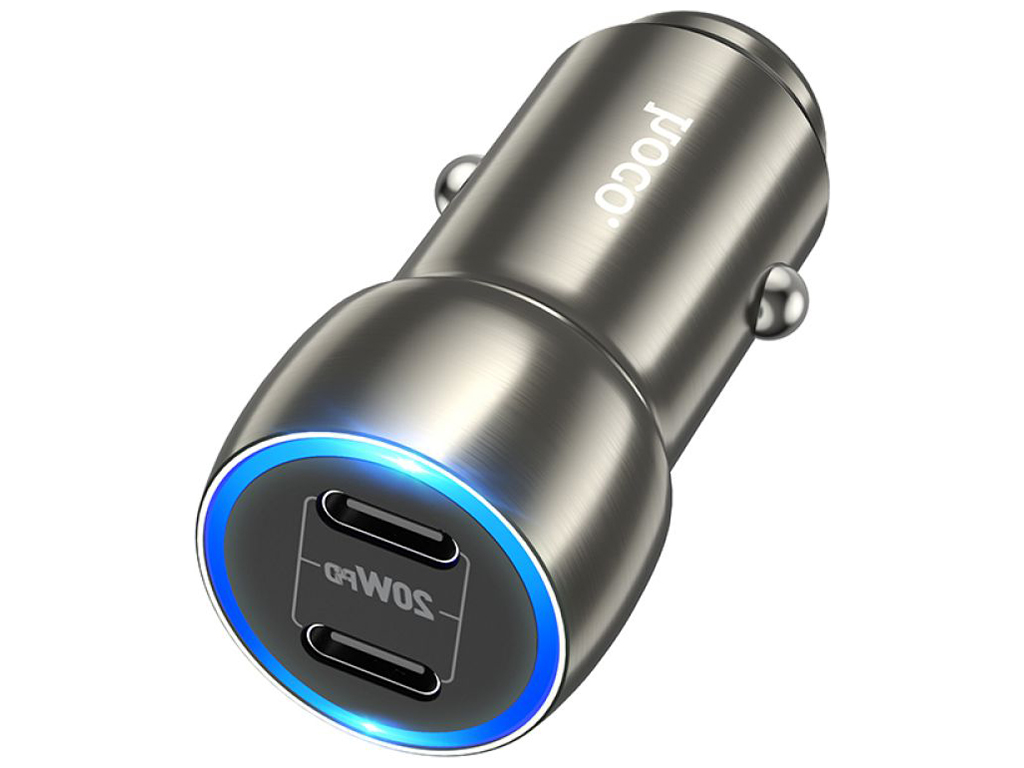 Авто Зарядное Устройство Hoco Z48 Tough 40W dual port(2C) Цвет Металлически-серый