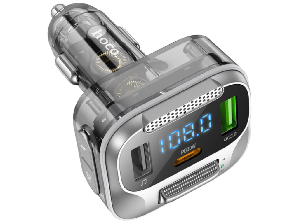 Модулятор Hoco E75 Bravery PD30W+QC3.0 car BT FM transmitter Цвет Черный