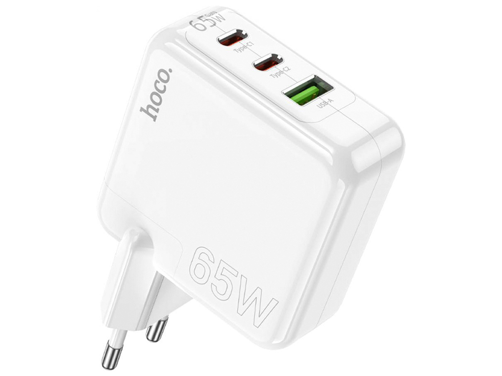 Сетевое Зарядное Устройство Hoco C115A Header PD65W/QC (2C1A) GAN Цвет Белый