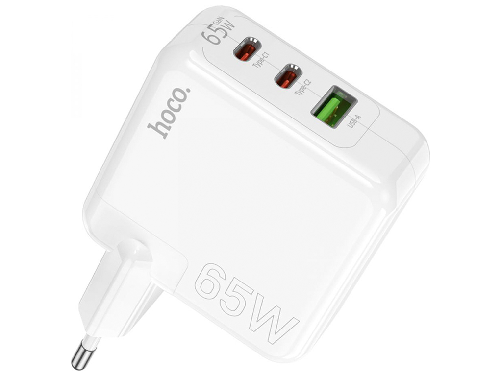 Сетевое Зарядное Устройство Hoco C115A Header PD65W/QC (2C1A) GAN Цвет Белый