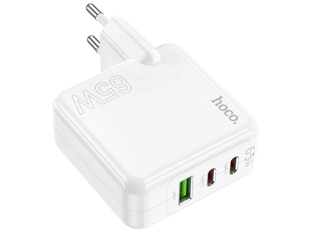 Сетевое Зарядное Устройство Hoco C115A Header PD65W/QC (2C1A) GAN Цвет Белый