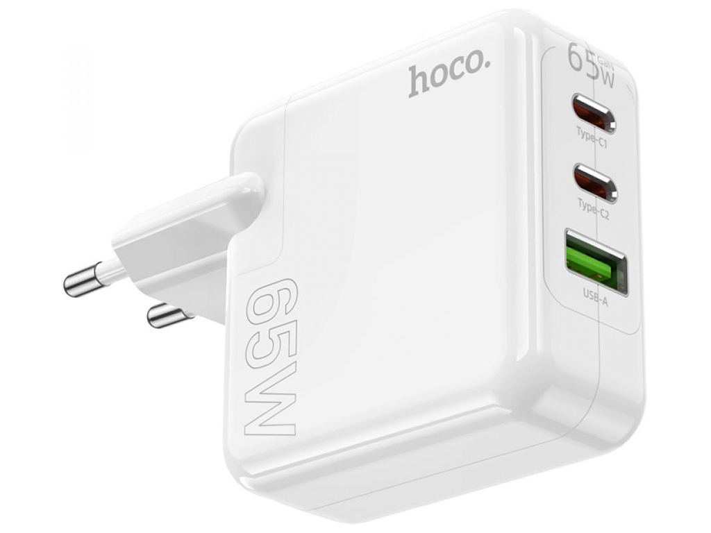 Сетевое Зарядное Устройство Hoco C115A Header PD65W/QC (2C1A) GAN Цвет Белый