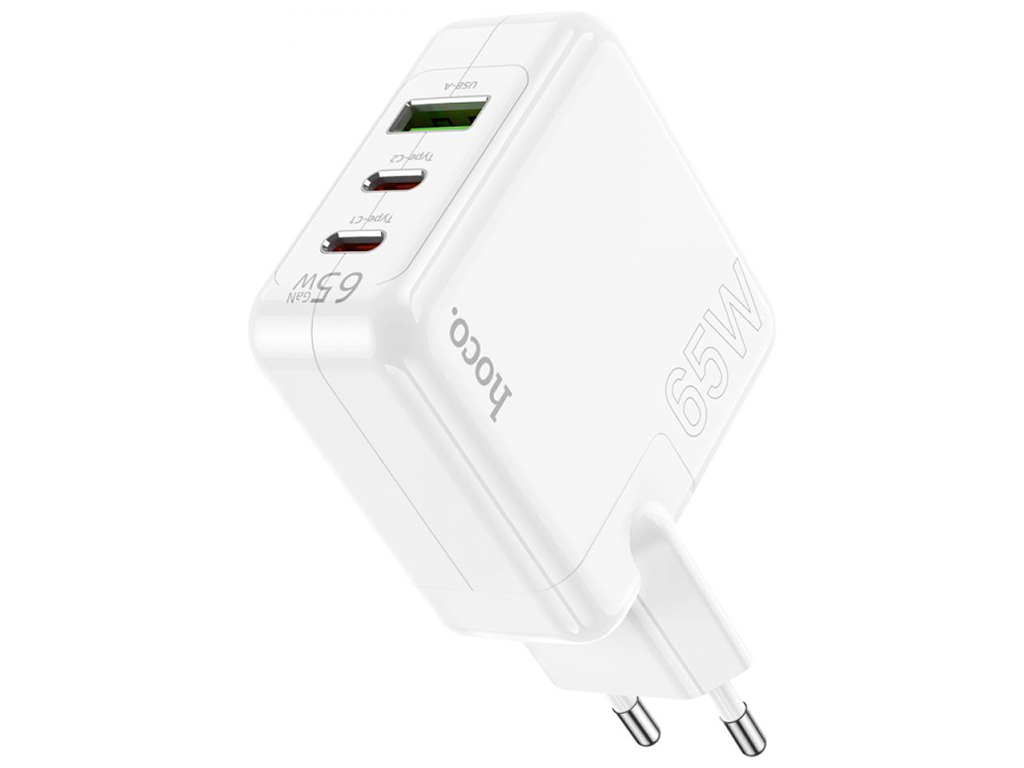 Сетевое Зарядное Устройство Hoco C115A Header PD65W/QC (2C1A) GAN Цвет Белый