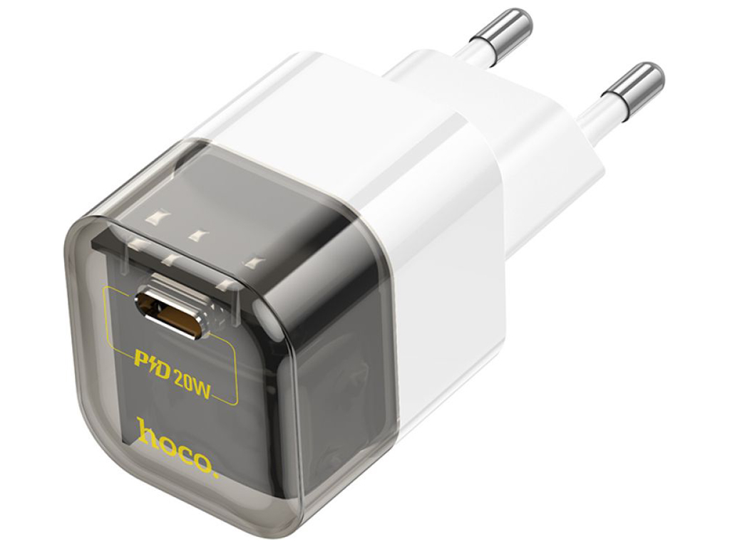 Сетевое зарядное устройство Hoco C125A Transparent PD20W/QC Цвет Прозрачный черный