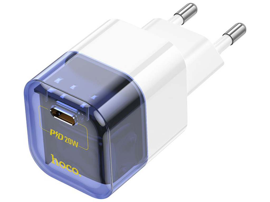 Сетевое зарядное устройство Hoco C125A Transparent PD20W/QC Цвет Прозрачный синий