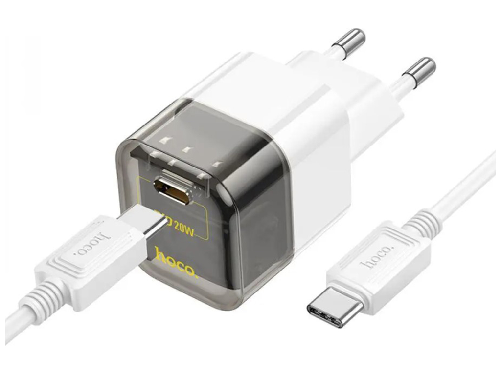 Сетевое зарядное устройство Hoco C125A Transparent PD20W/QC Type-C to Type-C Цвет Прозрачный черный