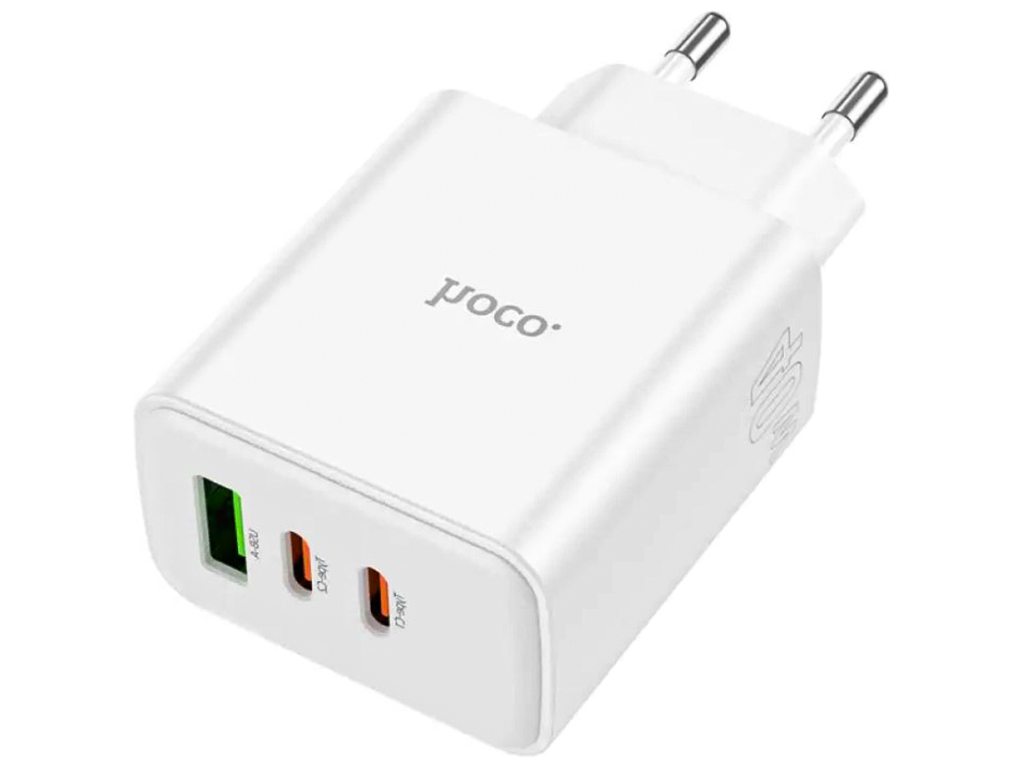 Мережевий зарядний пристрій Hoco C126A Pure PD+QC 40W(2C1A) Колір Білий