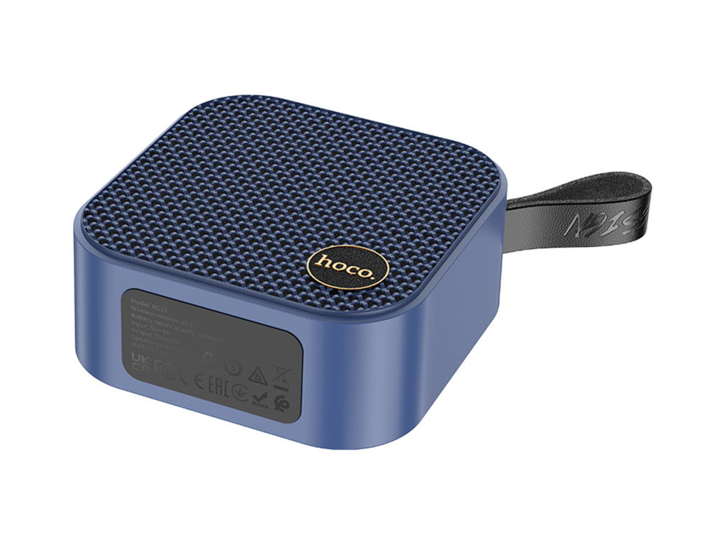 Колонка Hoco HC22, 5Вт, Bluetooth 5.2, 1200mAh, Type-C, пластик, 95×95×43мм, цвет синий