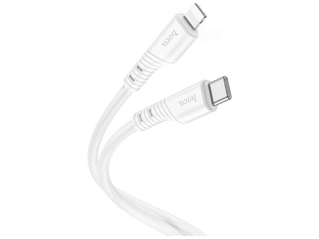 Кабель Hoco X97 Crystal color PD20W Silicone Type C to Lightning, Бiлий