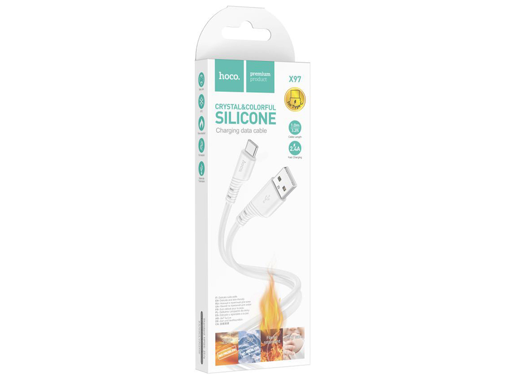 Кабель USB Hoco X97 Crystal color Silicone Type C, Белый