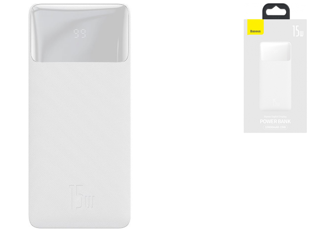 Power Bank Baseus Bipow 15W 10000 mAh Cable USB to Micro 25cm (PPBD0500xx) Цвет Белый, 02