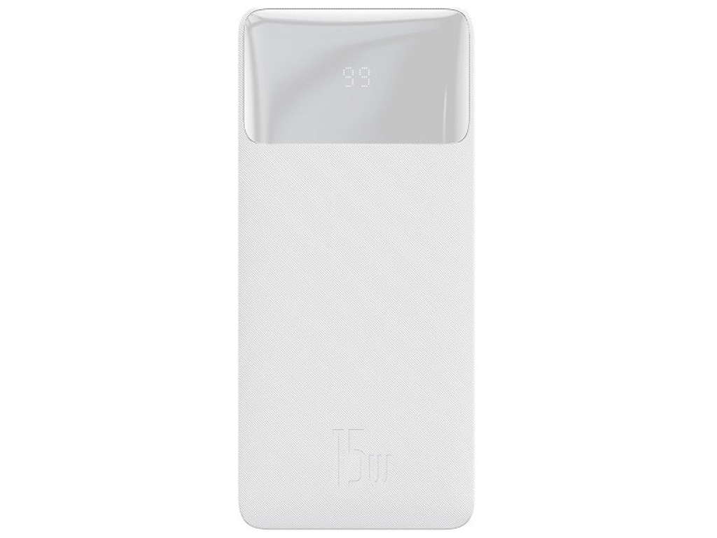 Універсальна Мобільна Батарея Baseus Bipow 15W 20000 mAh Cable USB to Micro 25cm Колір Бiлий, 02