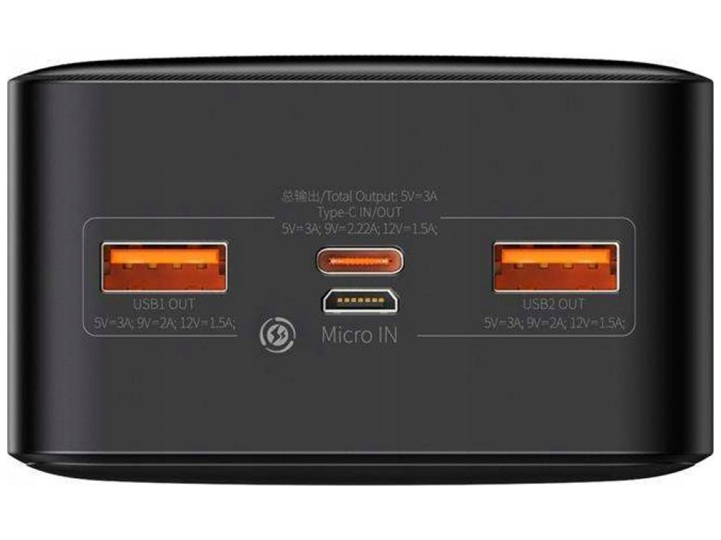 Універсальна Мобільна Батарея Baseus Bipow 20W 30000 mAh Cable USB to Micro 25cm Колір Чорний, 01