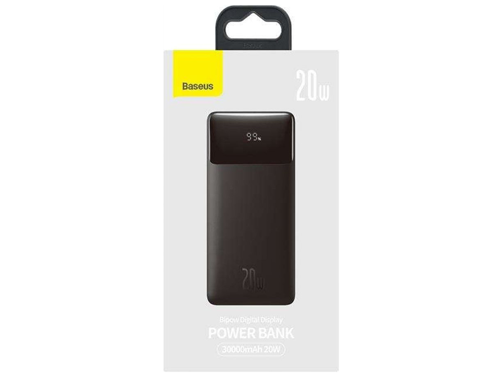 Універсальна Мобільна Батарея Baseus Bipow 20W 30000 mAh Cable USB to Micro 25cm Колір Чорний, 01