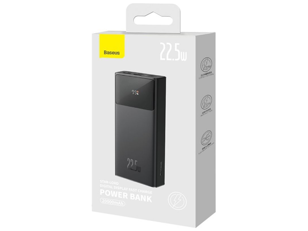 Універсальна Мобільна Батарея Baseus Star-Lord 22,5W 20000 mAh Колір Чорний, 01