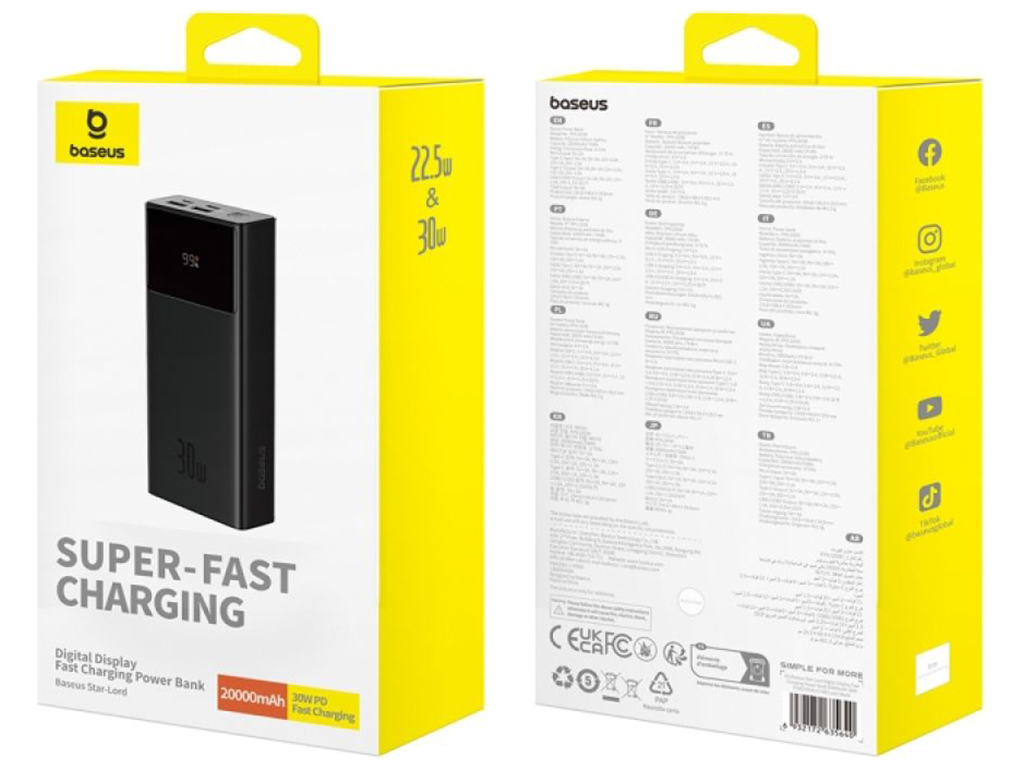 Power Bank OS-Baseus Star-Lord 30W 20000 mAh Cluster Black (P10022904113-00) Цвет Черный