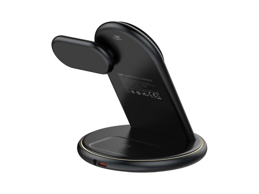 Зарядное устройство беспроводное Ldnip Wl02 5in1, 25.5W, для iWatch, ABS+PC пластик, USB-C, черный