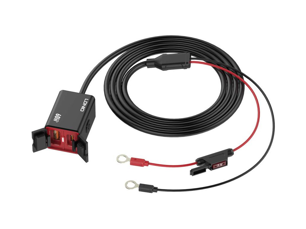 Инвертор LDNIO C108, авто-мото, 1USB+1USB-C, 60W, алюминий, пластик, Type-C to Type-C, цвет черный