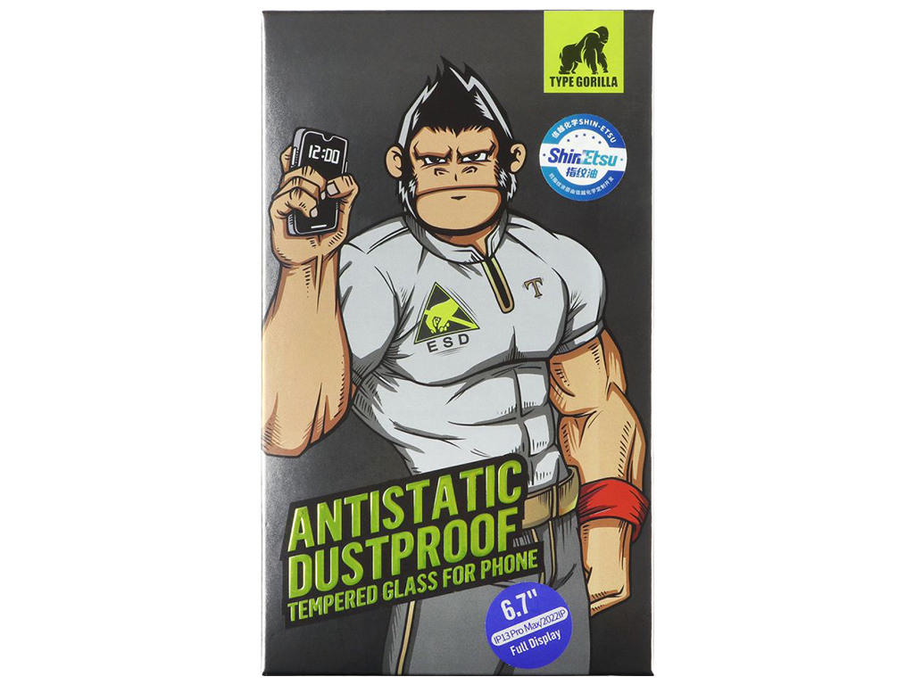 Защитное Стекло Type Gorilla 0.33мм 2.5D HD Anti-Static PTJ1 для iPhone 14 Pro Max Цвет Черный