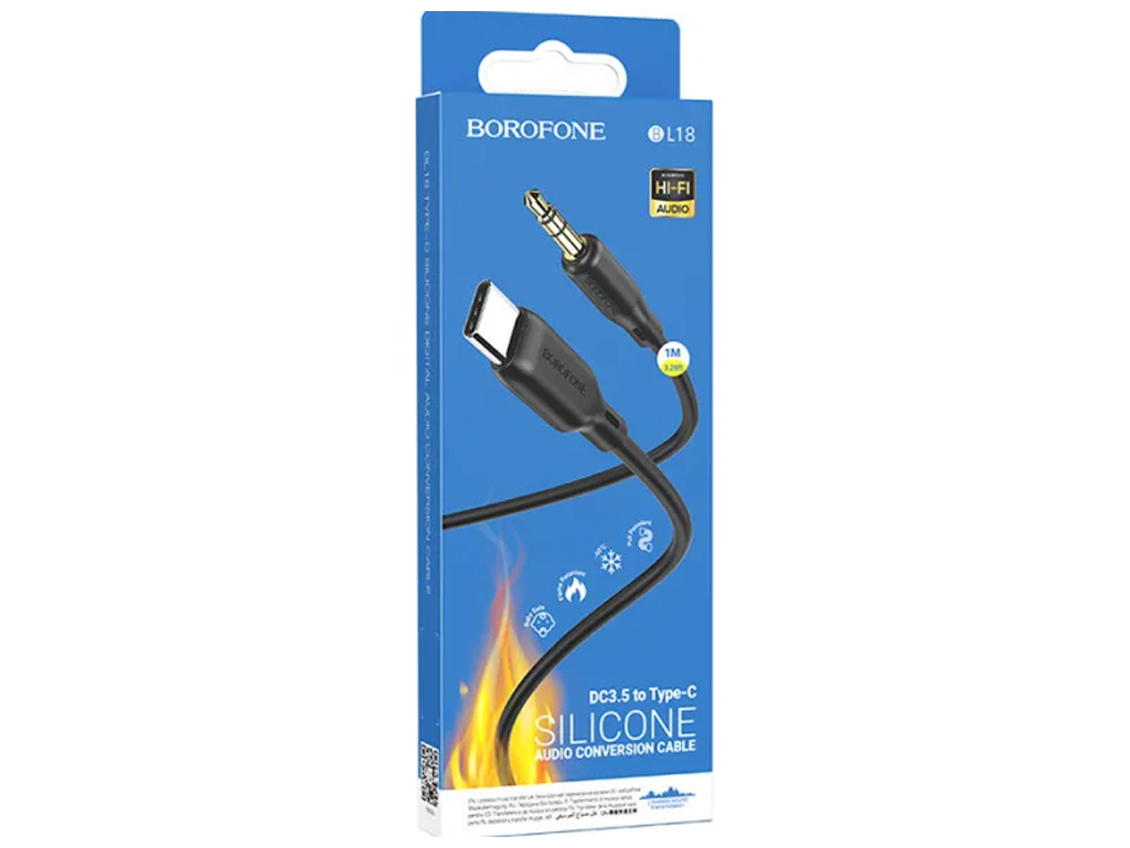 Кабель Aux BorofoneBL18 Lightning Silicone Колір Чорний