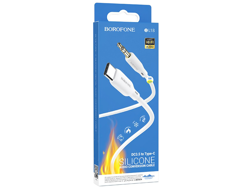 Кабель Aux Borofone BL18 Type-C Silicone Колір Бiлий