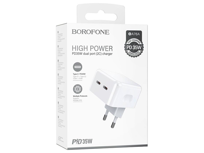 Мережевий Зарядний Пристрій Borofone BA76A Source PD/QC 35W Бiлий