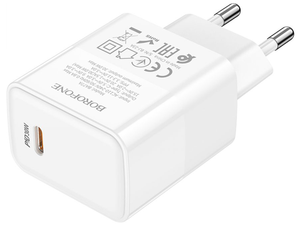 Мережевий Зарядний Пристрій Borofone BA77A Insightful PD/QC 30W Бiлий