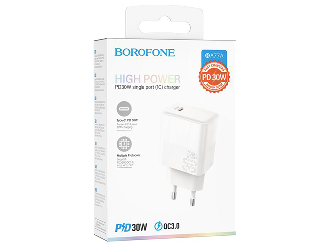 Мережевий Зарядний Пристрій Borofone BA77A Insightful PD/QC 30W Бiлий
