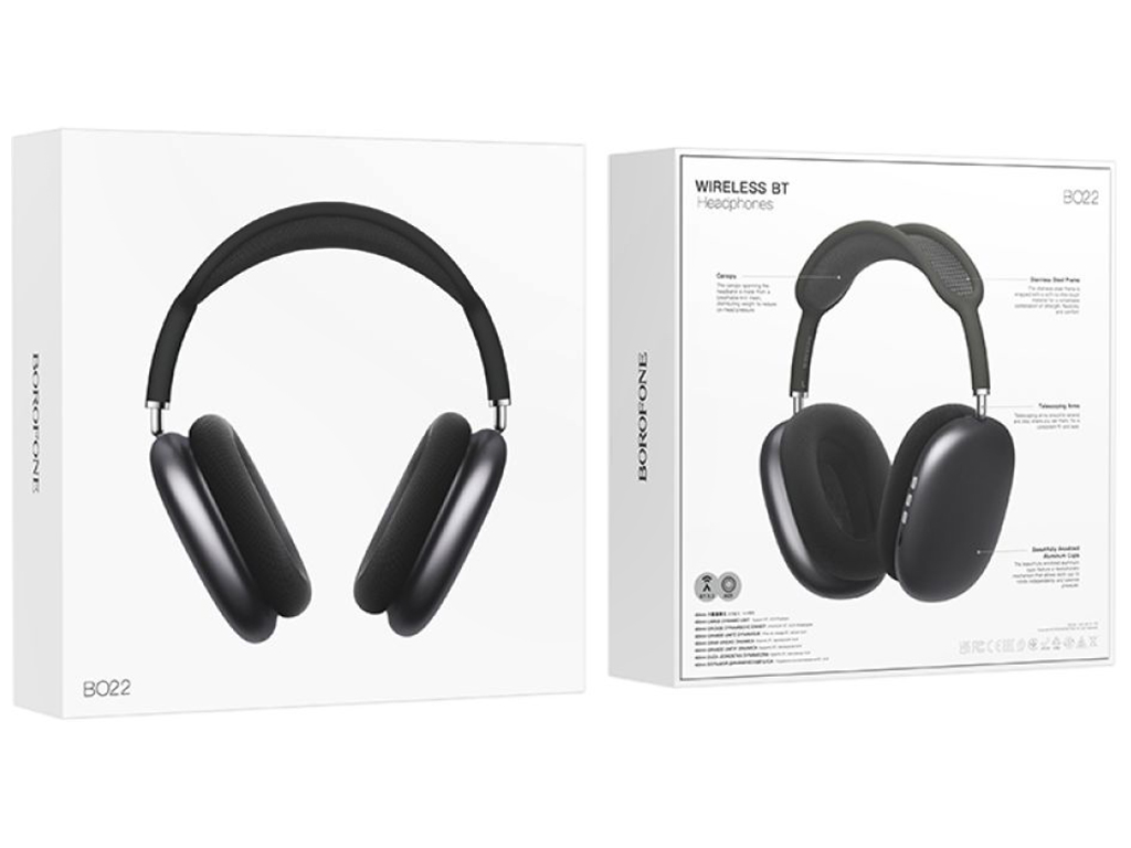 Блютуз стерео гарнитура Borofone BO22, Цвет Темно-серый