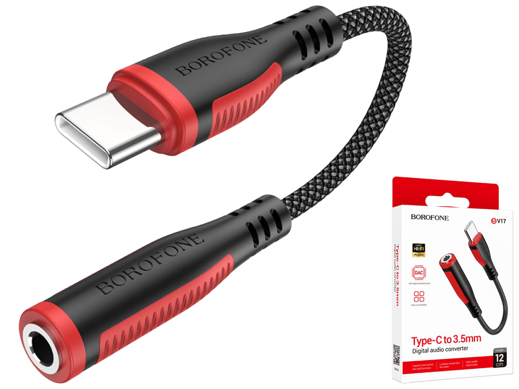 Перехідник Borofone BV17 Type-C Digital 3.5 Audio converter Колір Чорний