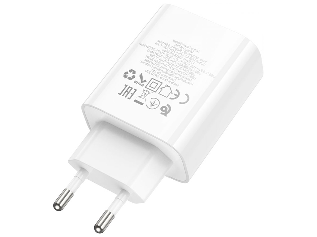 Мережевий Зарядний Пристрій Borofone BA79A Clever PD20W/QC (1C3A) Колір Бiлий