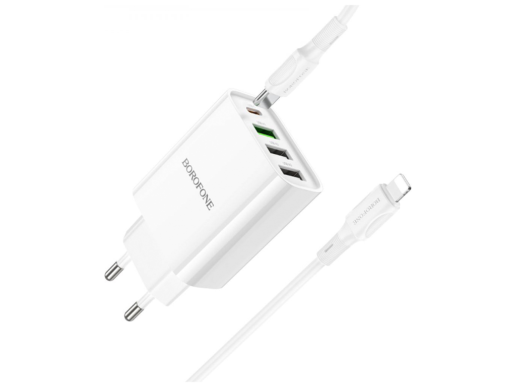 Мережевий Зарядний Пристрій Borofone BA79A Clever PD20W/QC (1C3A) Type C to Lightning Колір Бiлий