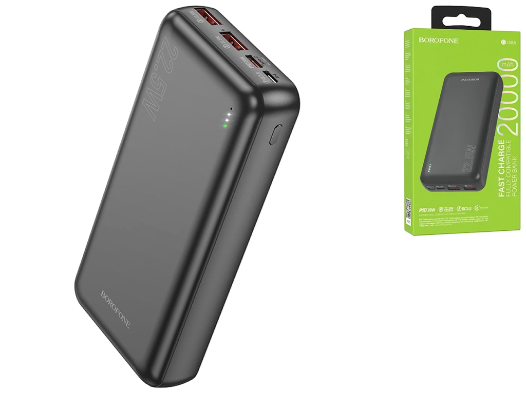 Універсальна Мобільна Батарея Power Bank Borofone BJ38A Power 22.5W+PD20W 20000mAh, колір чорний