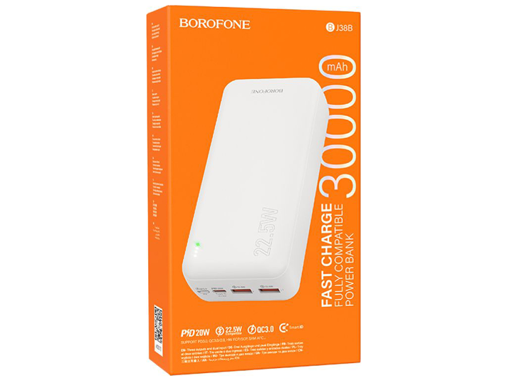 Універсальна мобільна батарея Power Bank Borofone BJ38B Power 22.5W+PD20W 30000 mAh Колір Білий