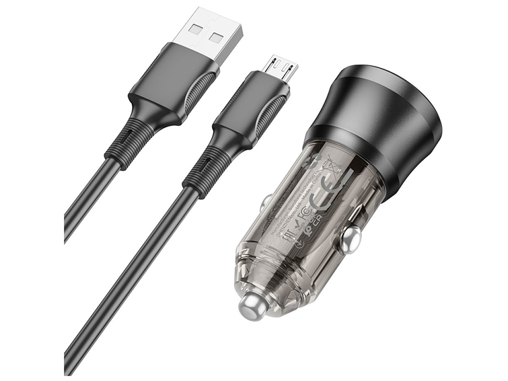 Автомобільний Зарядний Пристрій Borofone BZ23 1USB QC18W+Micro Колір Прозоро-чорний