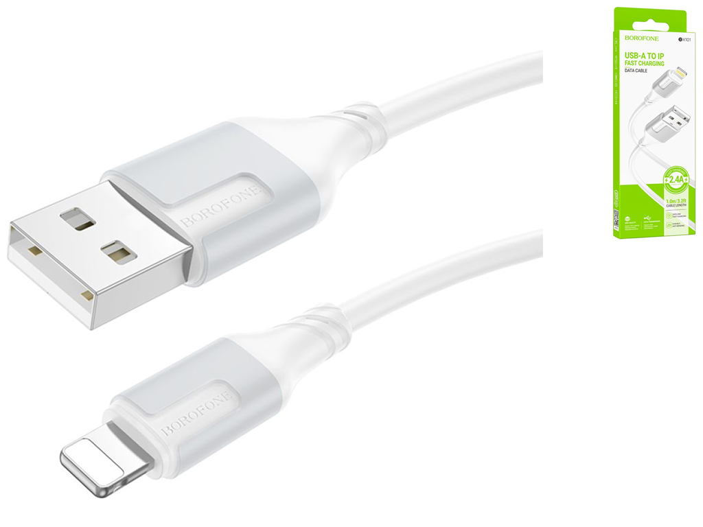 Кабель USB Borofone BX101 Creator Lightning 2.4A Колір Бiлий