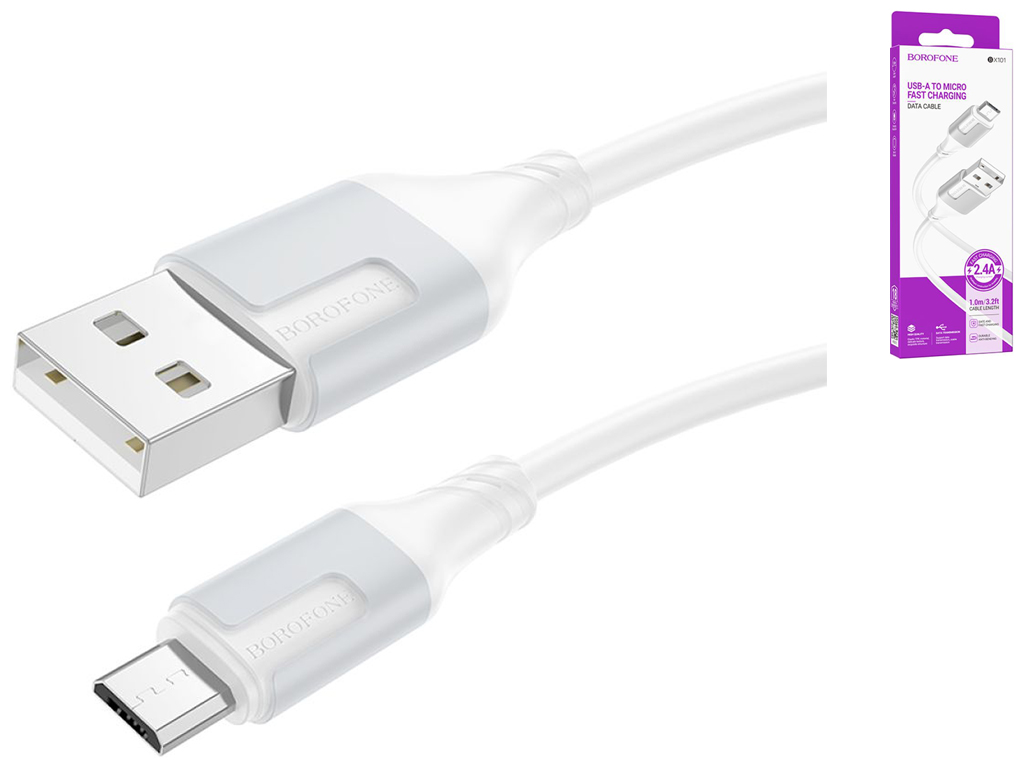 Кабель USB Borofone BX101 Creator Micro 2.4A Колір Бiлий