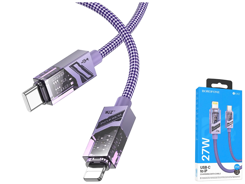 Кабель USB Borofone BU42 Octavia PD27W Type-C to Lightning 1,2м Колір Фіолетовий